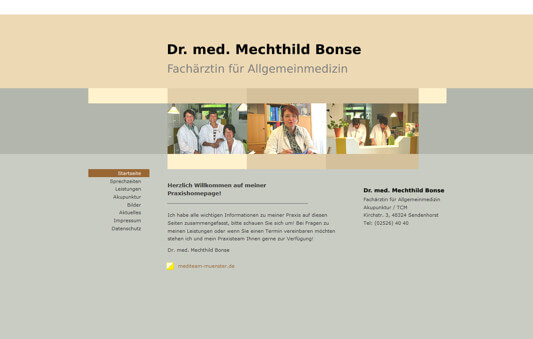 Praxishomepage Dr. med. Mechthild Bonse